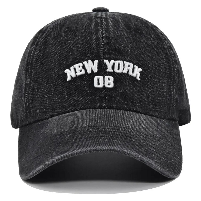 Logo personalizzato di alta qualità lavata in difficoltà 100% Cotton 6 ricamato da bill bill bandball berretto da baseball jeans cappello