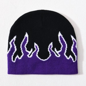 Skulle all\'ingrosso Skulle Acrilico Cappello a maglia Hip Hop cantaccante su tutto il design stampato logo personalizzato unisex Winter Jacquard Flame Beanie