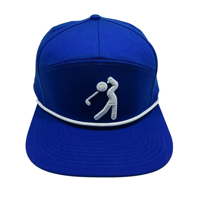 Cappello perforato a 7 pannelli di alta qualità personalizzato, tappo da baseball logo da ricamo 3d maschile con corda